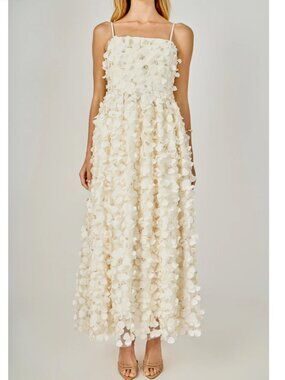 Endless Rose 3D Floral Sleeveless Midi Dress